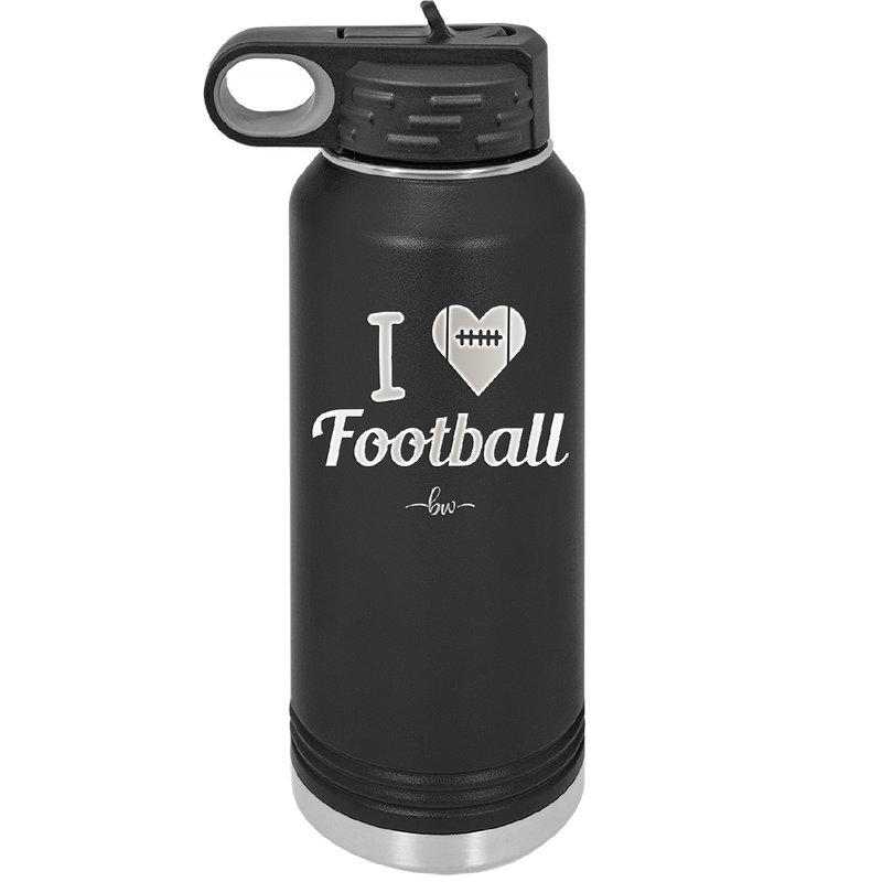 I Heart Football - Laser Engraved Stainless Steel Drinkware - 1890 -