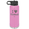 I Heart Football - Laser Engraved Stainless Steel Drinkware - 1890 -