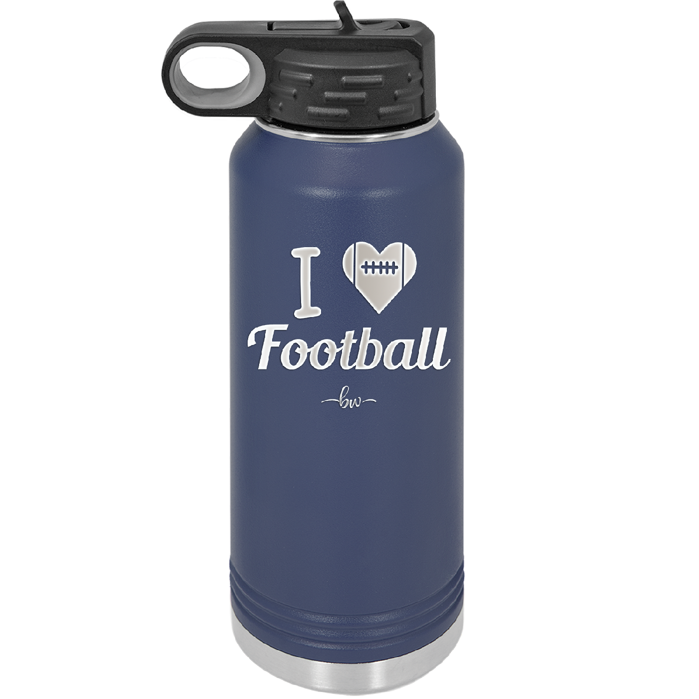 I Heart Football - Laser Engraved Stainless Steel Drinkware - 1890 -