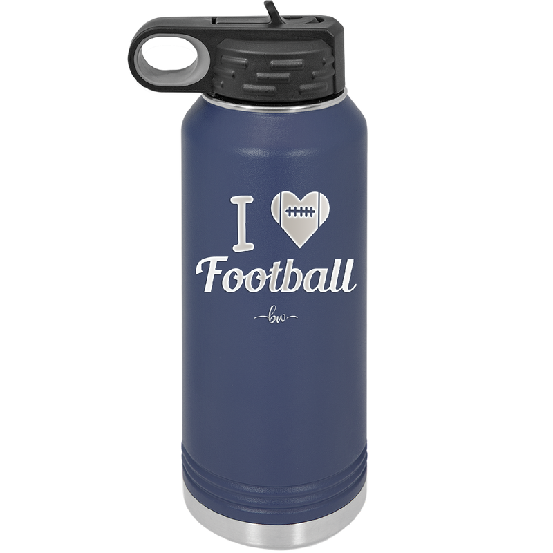 I Heart Football - Laser Engraved Stainless Steel Drinkware - 1890 -