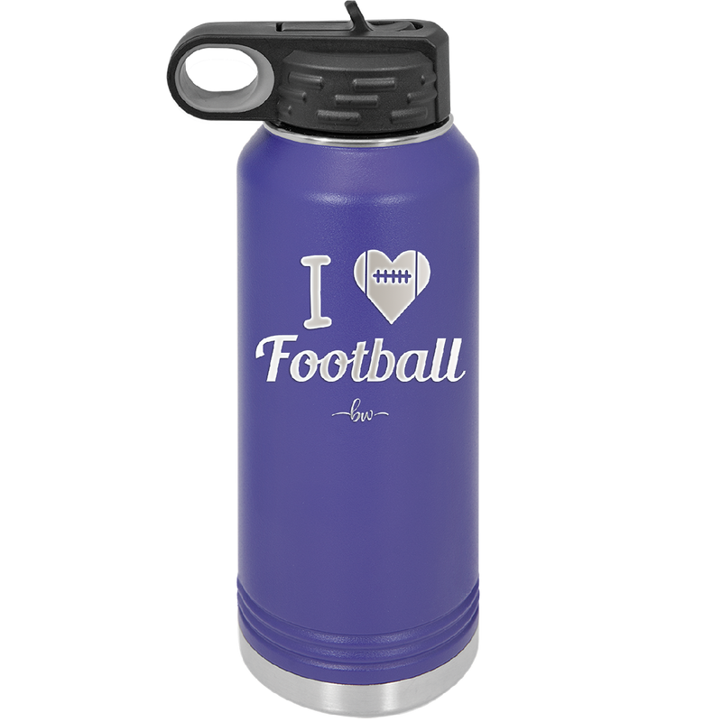 I Heart Football - Laser Engraved Stainless Steel Drinkware - 1890 -