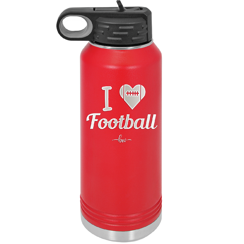 I Heart Football - Laser Engraved Stainless Steel Drinkware - 1890 -