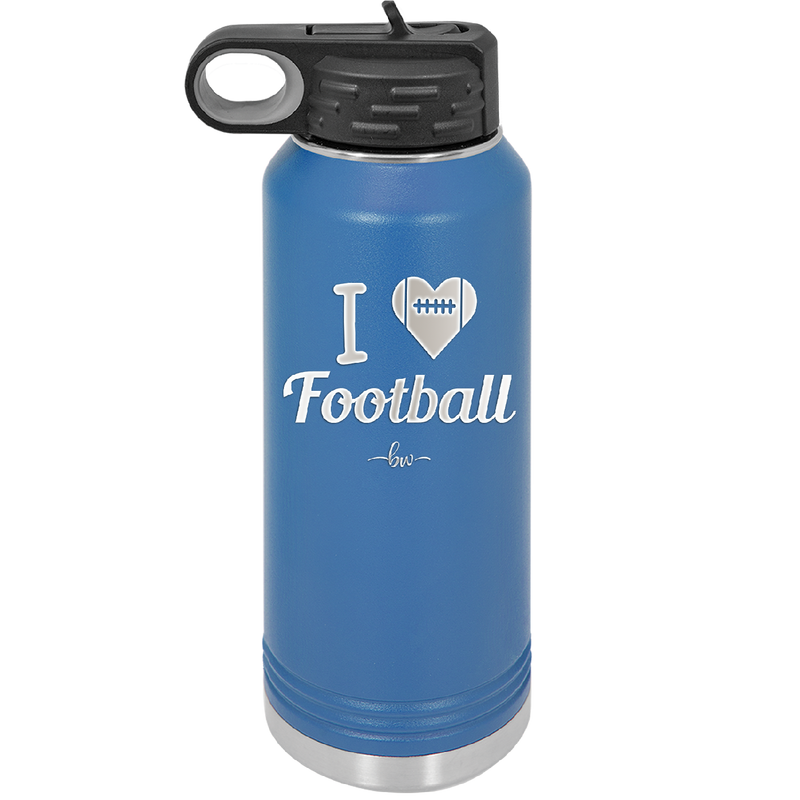 I Heart Football - Laser Engraved Stainless Steel Drinkware - 1890 -