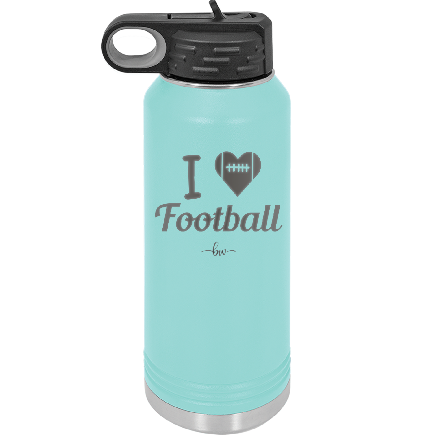 I Heart Football - Laser Engraved Stainless Steel Drinkware - 1890 -