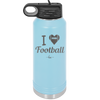 I Heart Football - Laser Engraved Stainless Steel Drinkware - 1890 -