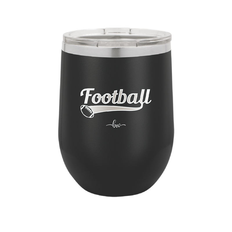 Football Text with Ball - Laser Engraved Stainless Steel Drinkware - 1891 -