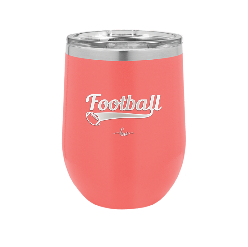 Football Text with Ball - Laser Engraved Stainless Steel Drinkware - 1891 -
