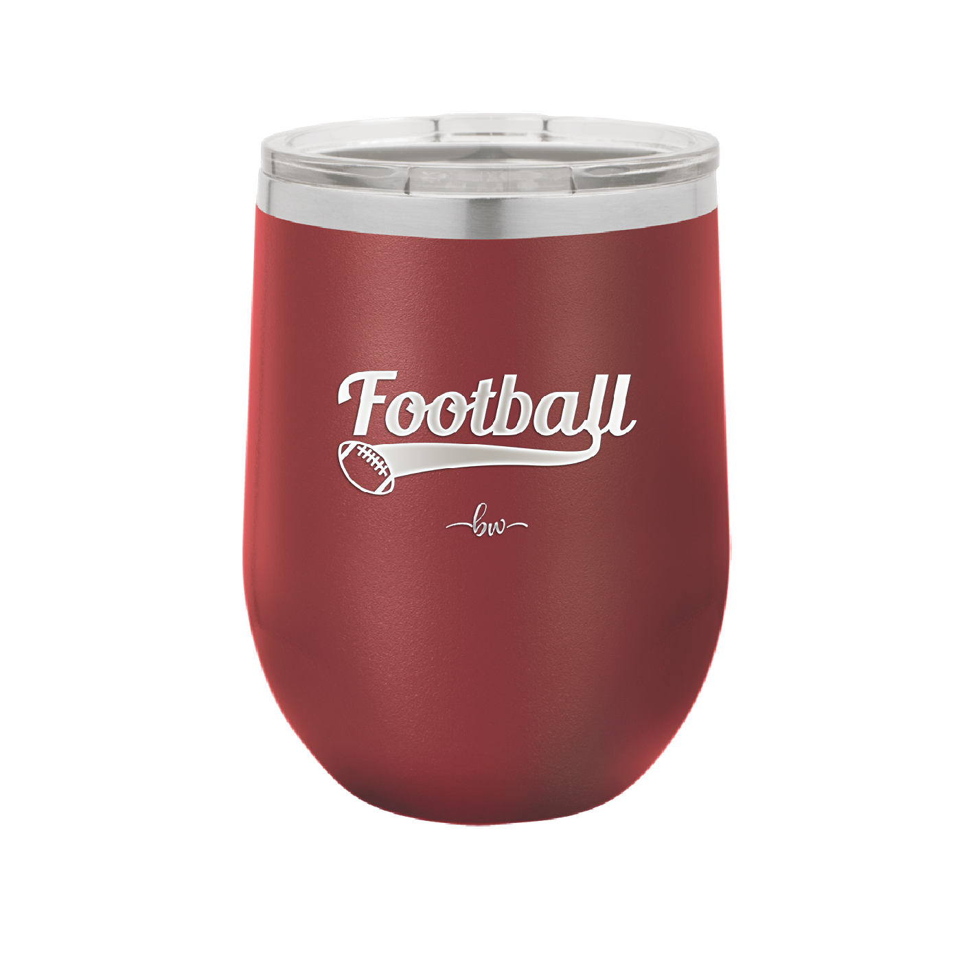 Football Text with Ball - Laser Engraved Stainless Steel Drinkware - 1891 -