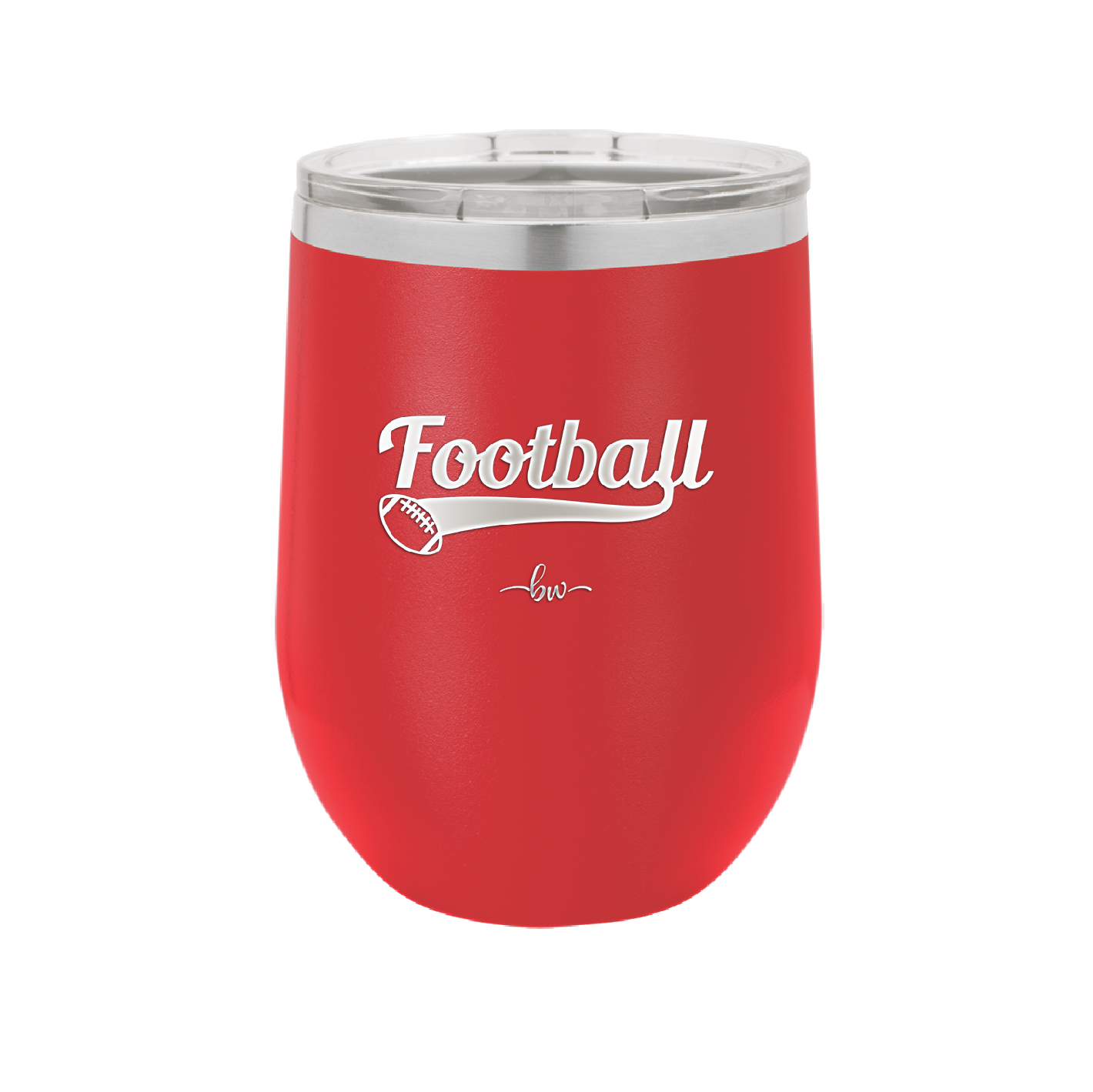 Football Text with Ball - Laser Engraved Stainless Steel Drinkware - 1891 -