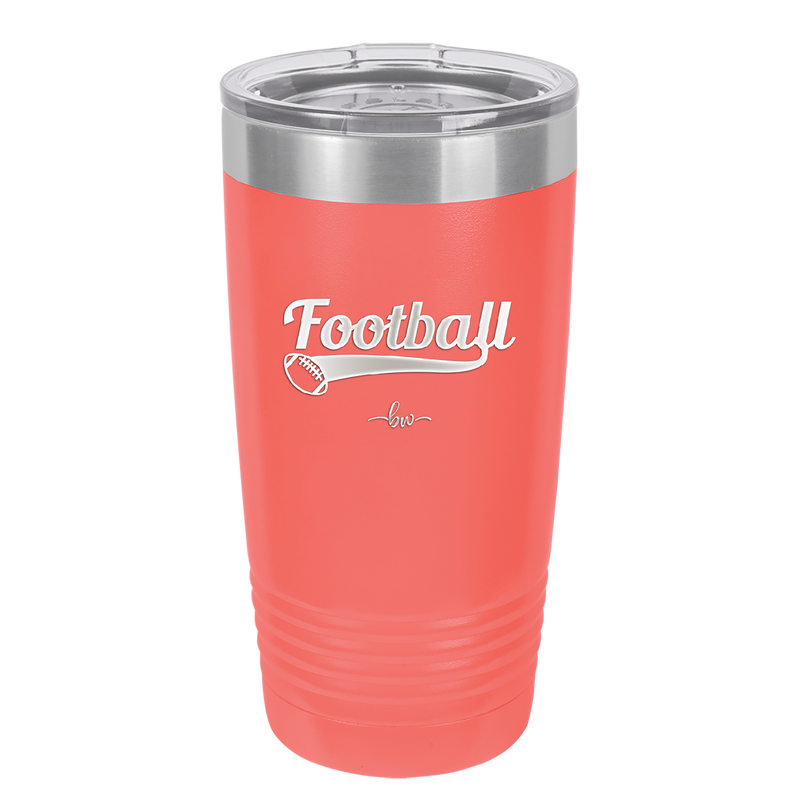 Football Text with Ball - Laser Engraved Stainless Steel Drinkware - 1891 -