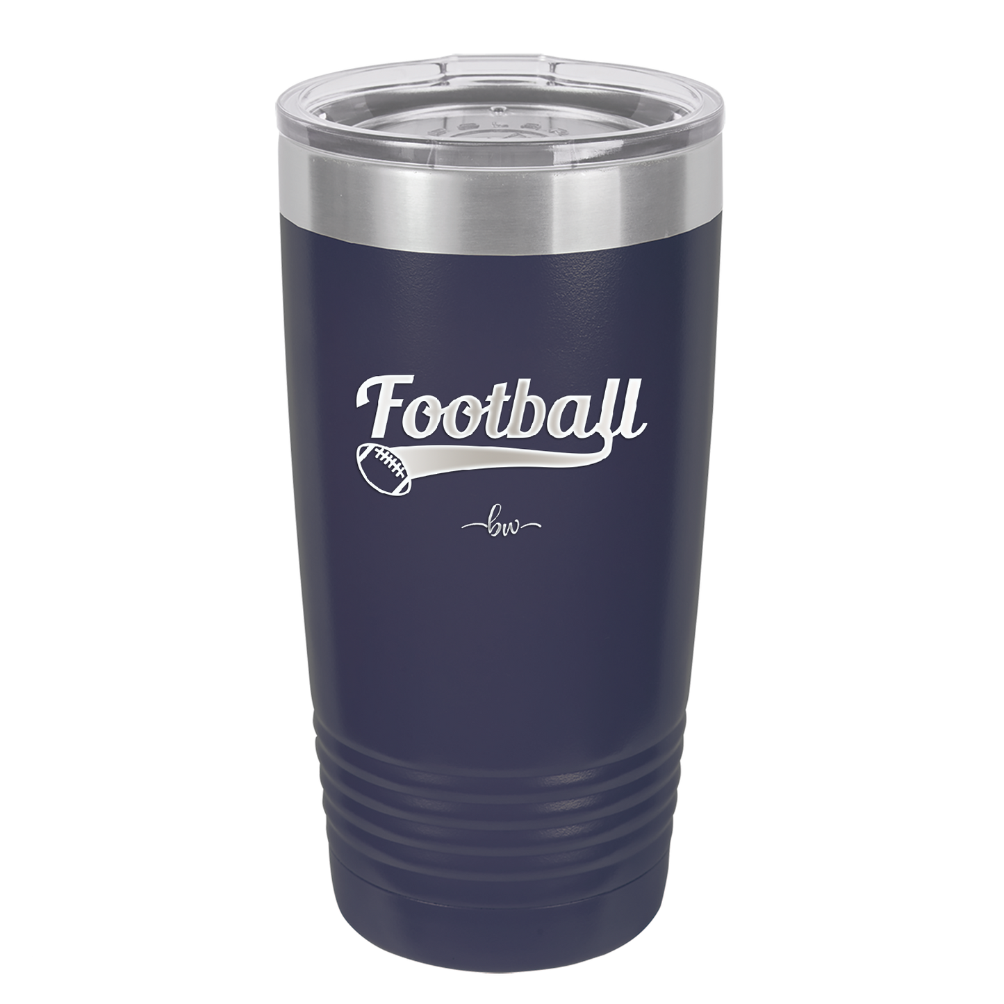 Football Text with Ball - Laser Engraved Stainless Steel Drinkware - 1891 -