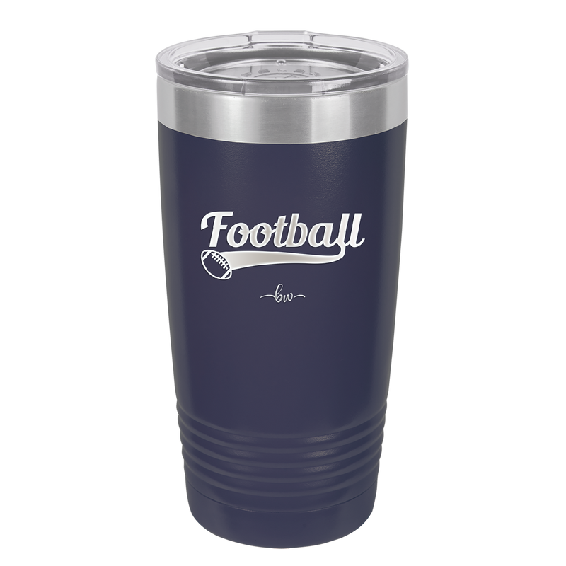 Football Text with Ball - Laser Engraved Stainless Steel Drinkware - 1891 -