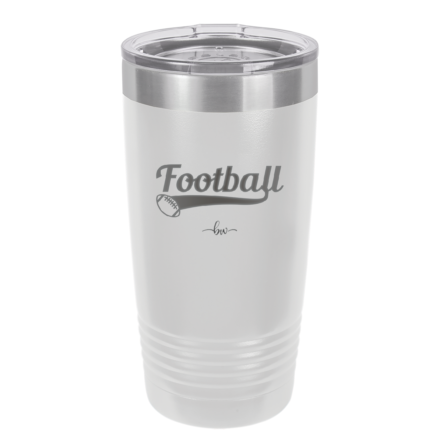 Football Text with Ball - Laser Engraved Stainless Steel Drinkware - 1891 -