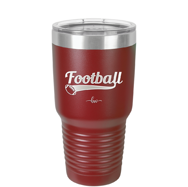 Football Text with Ball - Laser Engraved Stainless Steel Drinkware - 1891 -