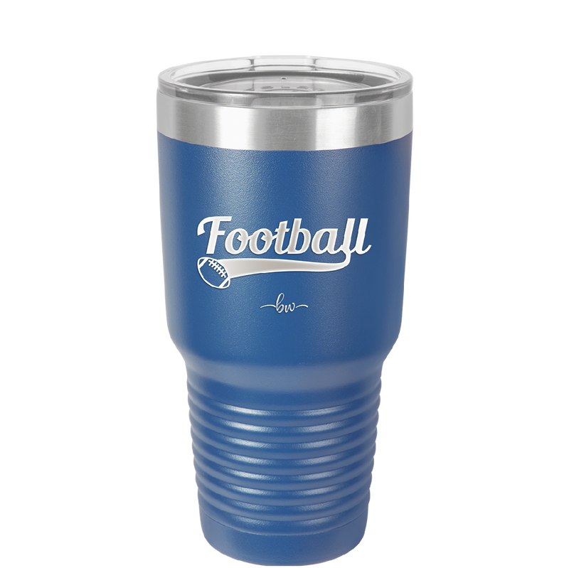 Football Text with Ball - Laser Engraved Stainless Steel Drinkware - 1891 -