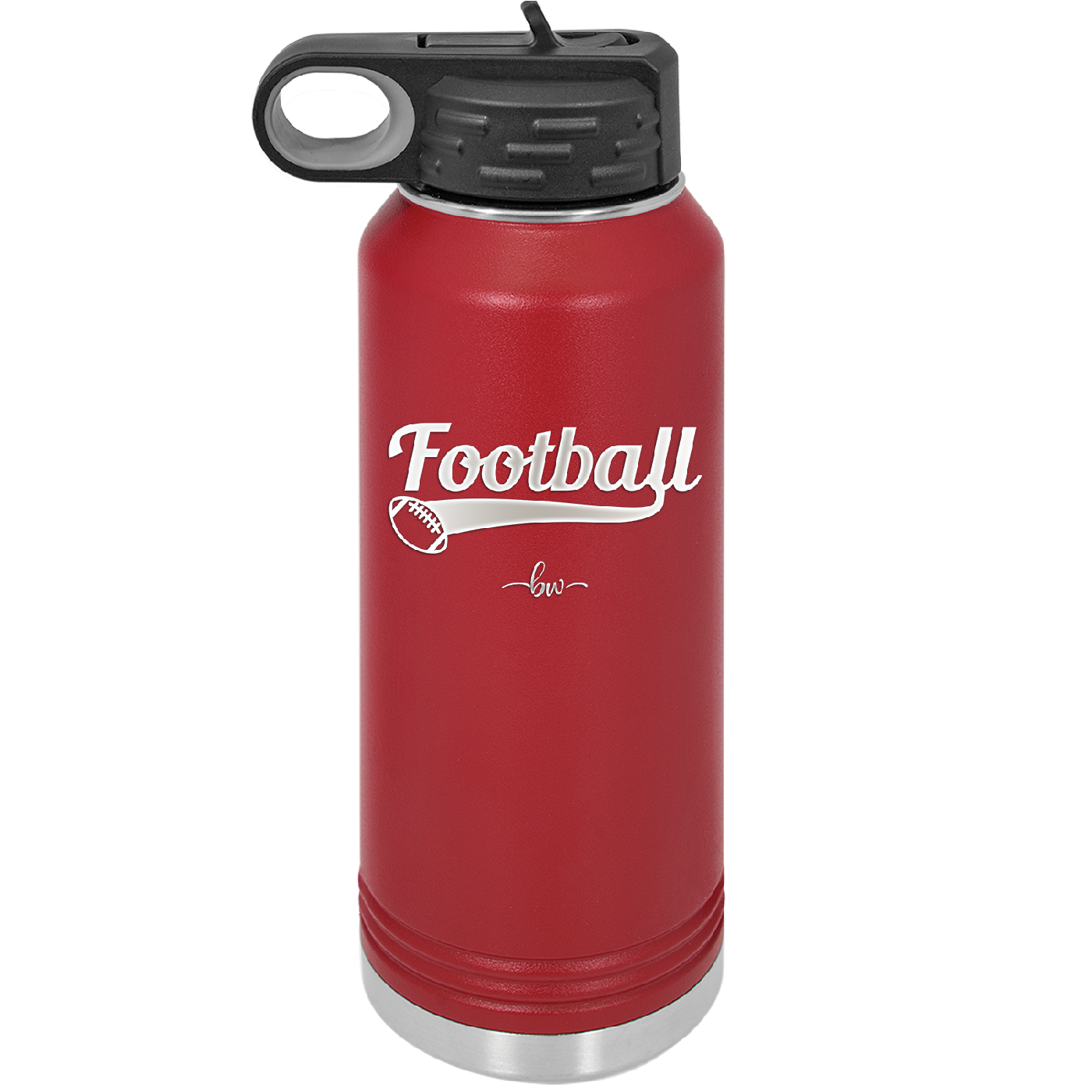 Football Text with Ball - Laser Engraved Stainless Steel Drinkware - 1891 -