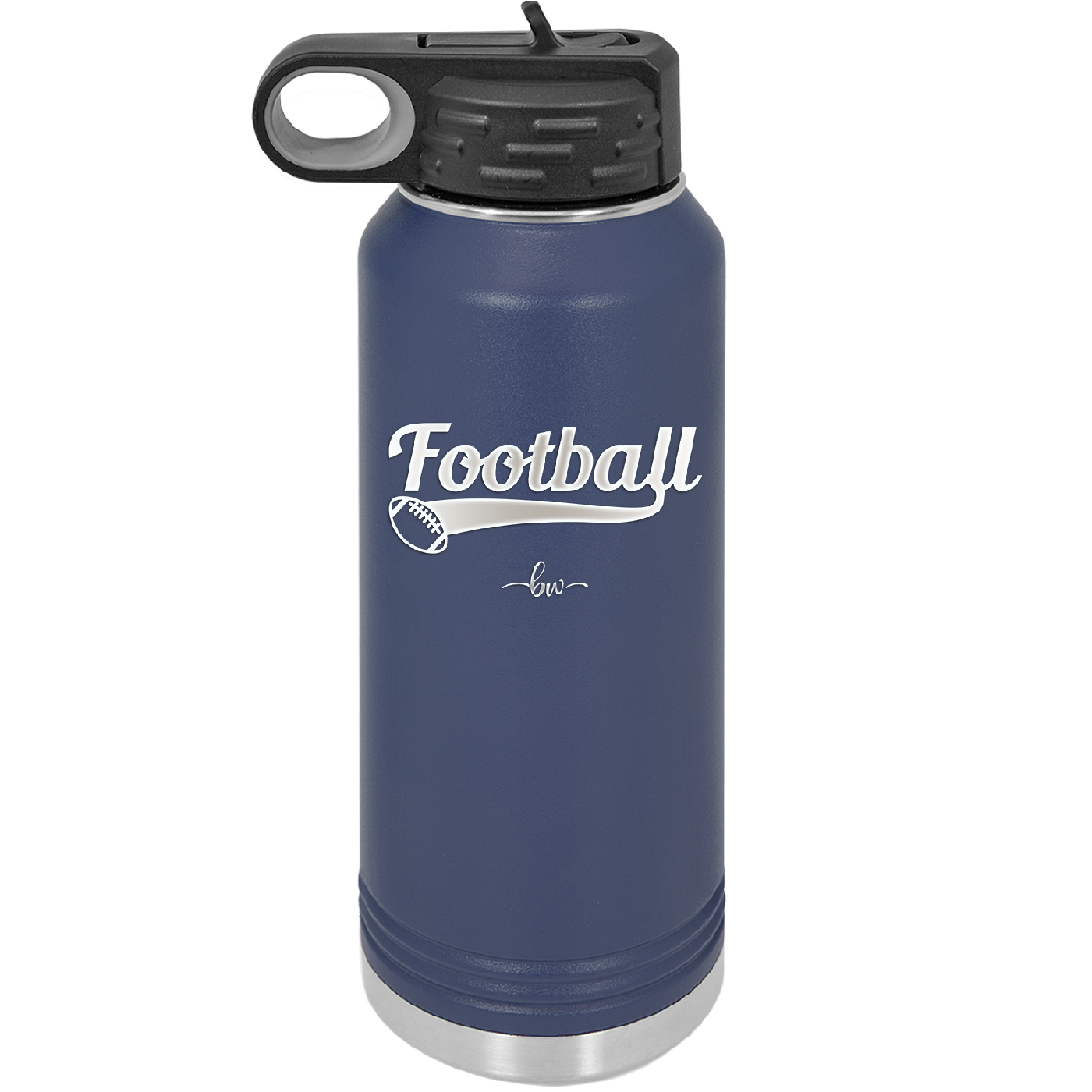 Football Text with Ball - Laser Engraved Stainless Steel Drinkware - 1891 -
