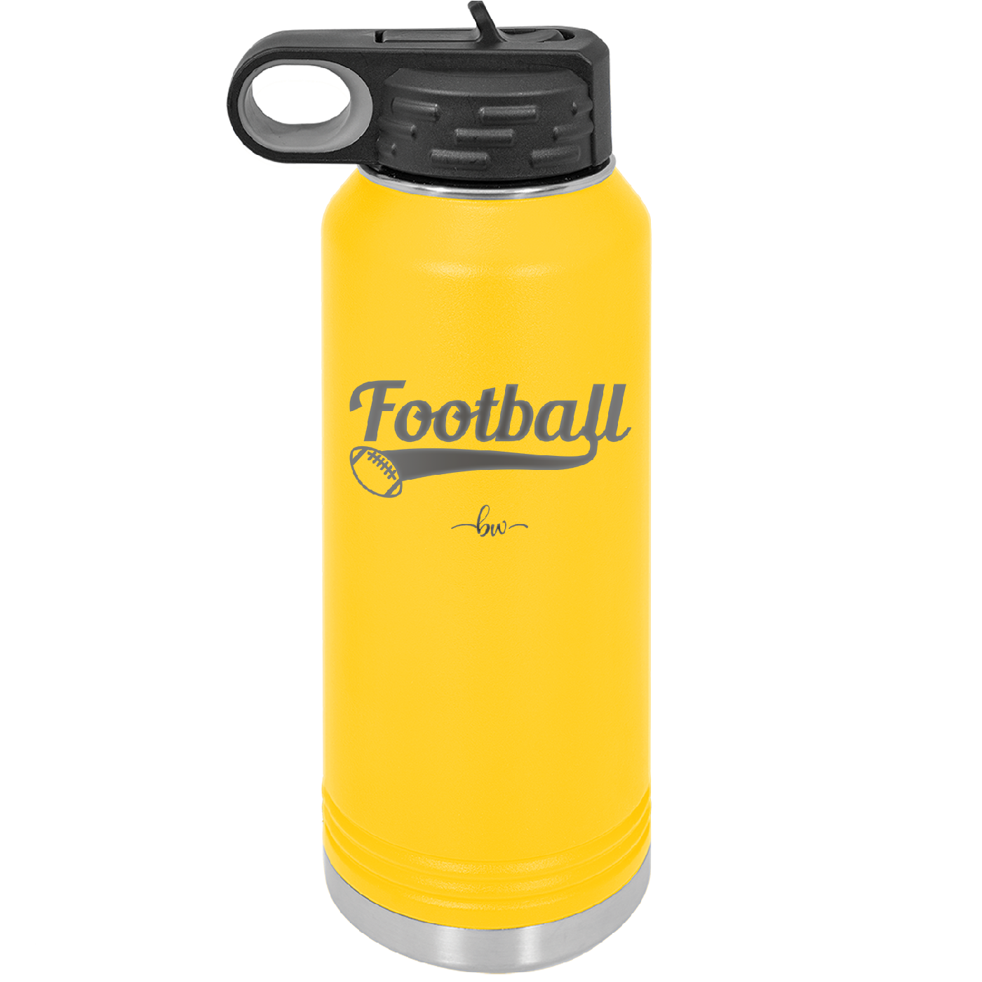 Football Text with Ball - Laser Engraved Stainless Steel Drinkware - 1891 -