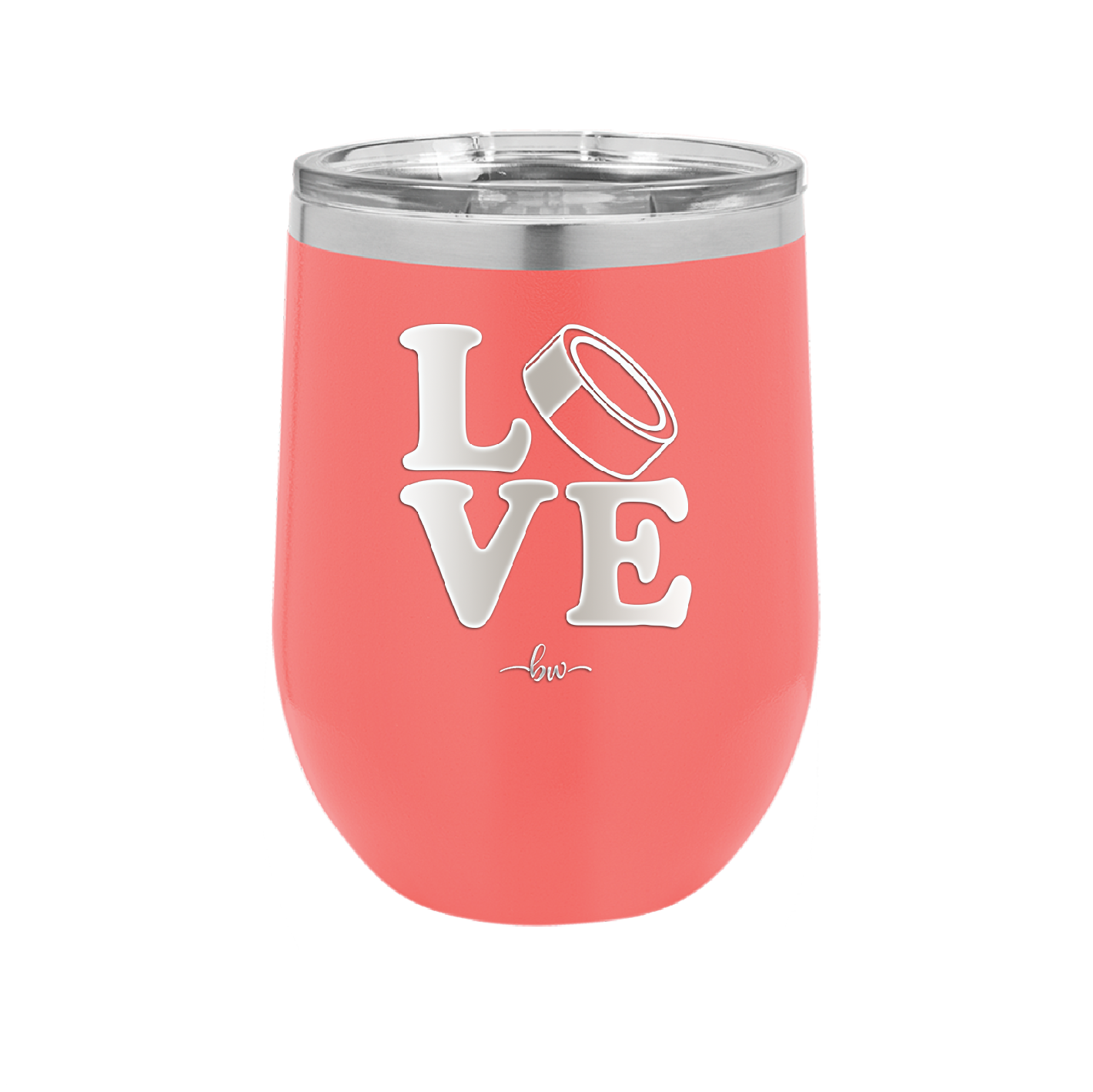 LOVE with Hockey Puck - Laser Engraved Stainless Steel Drinkware - 1895 -