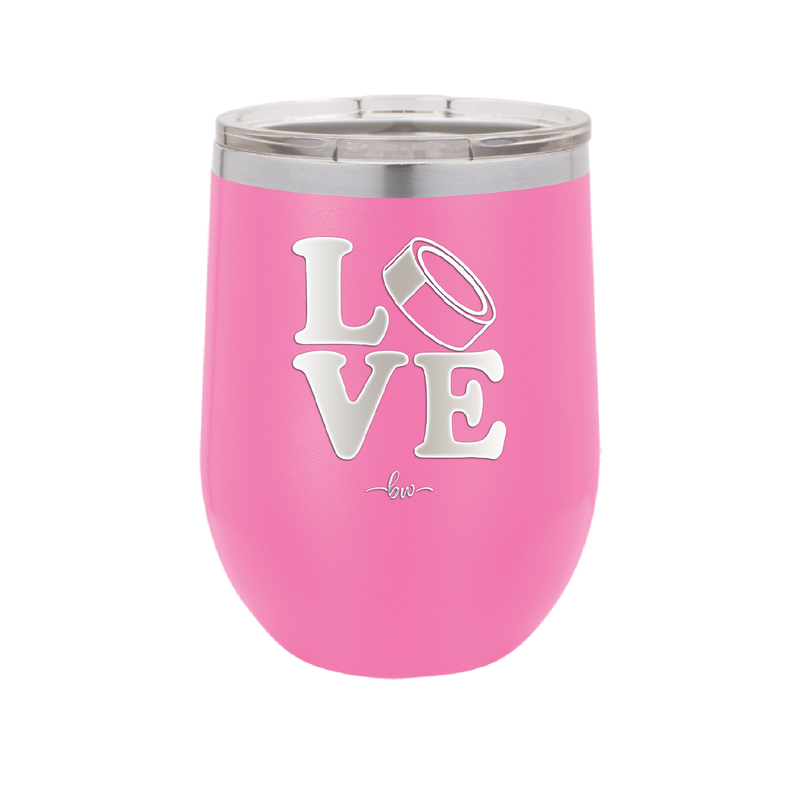 LOVE with Hockey Puck - Laser Engraved Stainless Steel Drinkware - 1895 -