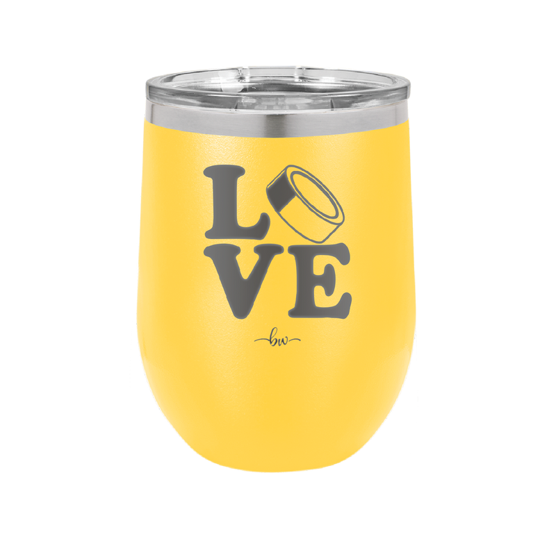 LOVE with Hockey Puck - Laser Engraved Stainless Steel Drinkware - 1895 -