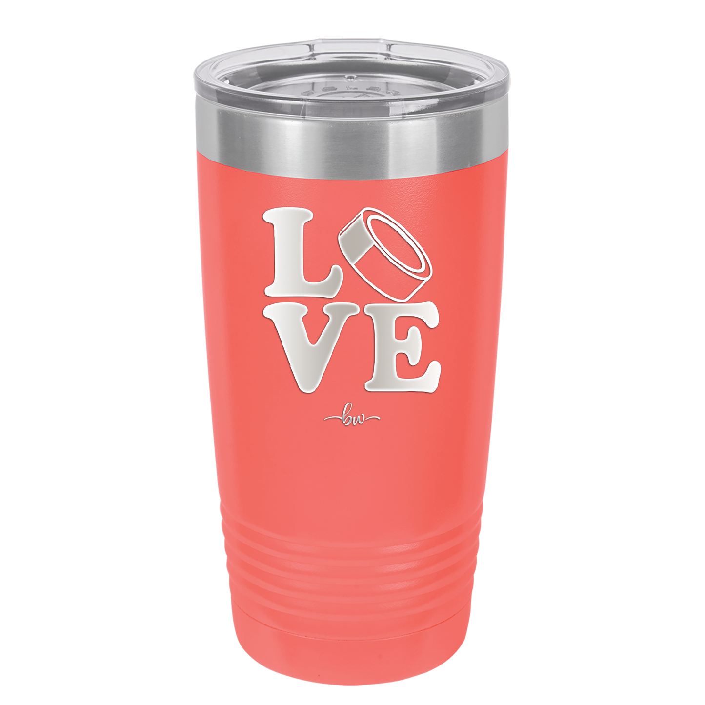 LOVE with Hockey Puck - Laser Engraved Stainless Steel Drinkware - 1895 -