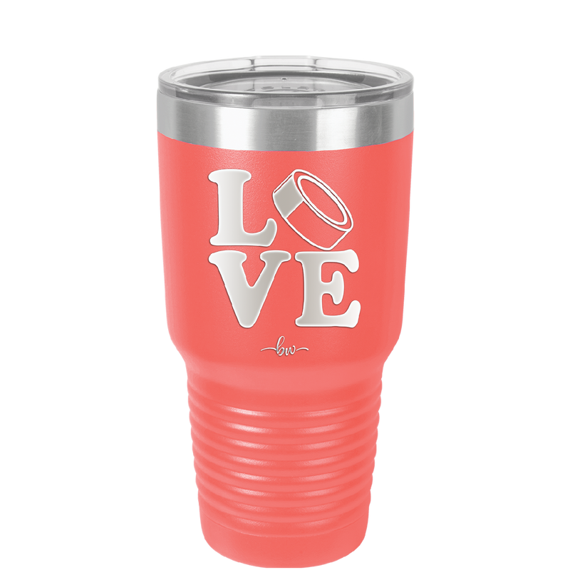 LOVE with Hockey Puck - Laser Engraved Stainless Steel Drinkware - 1895 -