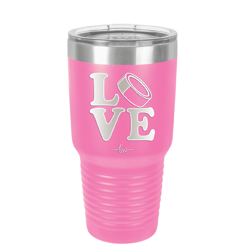 LOVE with Hockey Puck - Laser Engraved Stainless Steel Drinkware - 1895 -