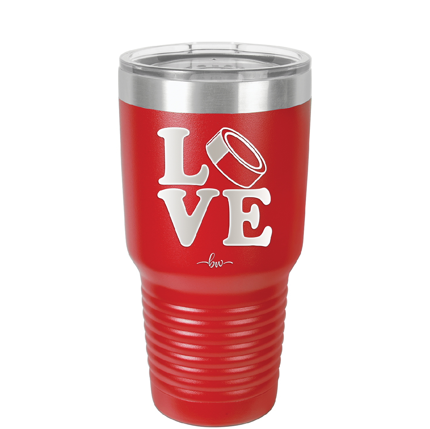 LOVE with Hockey Puck - Laser Engraved Stainless Steel Drinkware - 1895 -