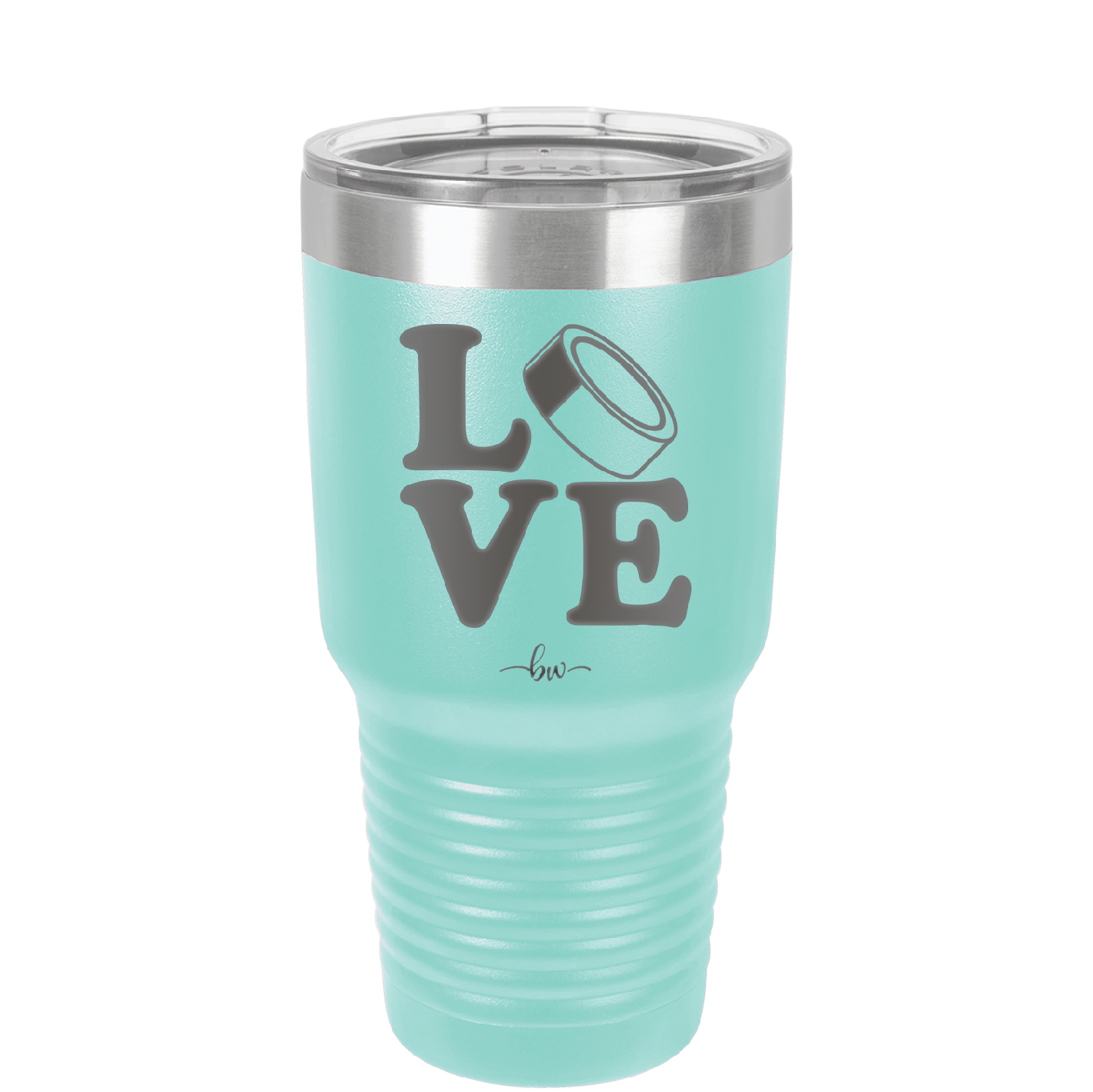 LOVE with Hockey Puck - Laser Engraved Stainless Steel Drinkware - 1895 -