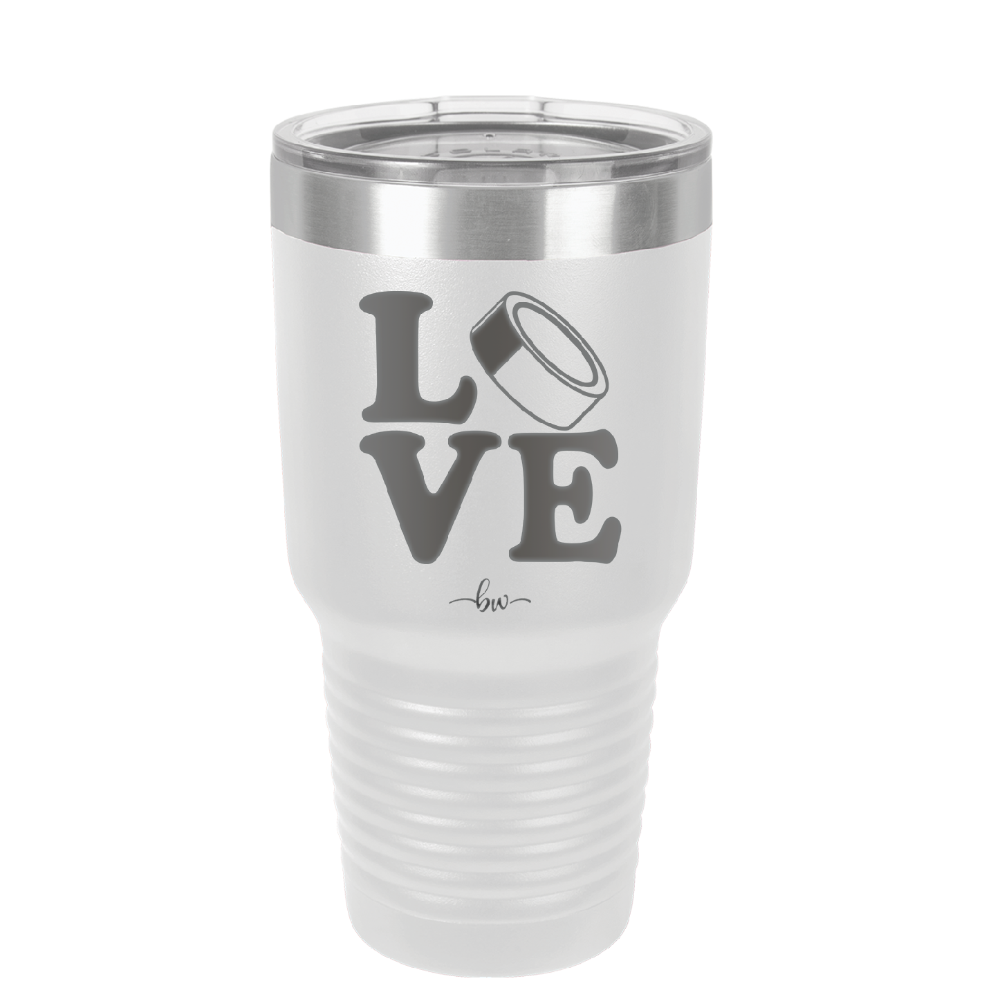 LOVE with Hockey Puck - Laser Engraved Stainless Steel Drinkware - 1895 -