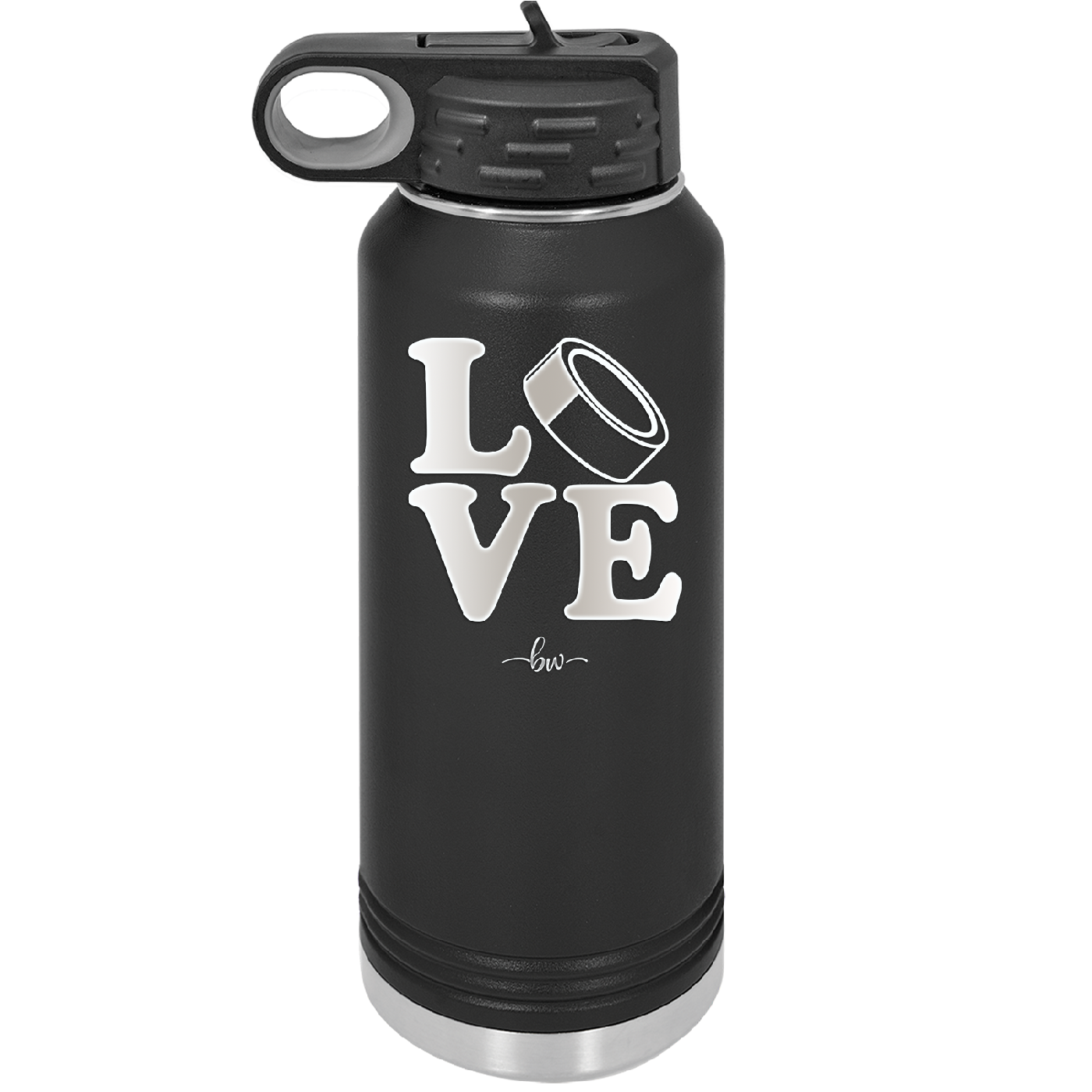LOVE with Hockey Puck - Laser Engraved Stainless Steel Drinkware - 1895 -