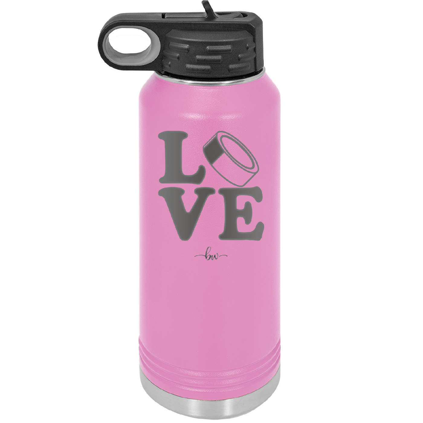 LOVE with Hockey Puck - Laser Engraved Stainless Steel Drinkware - 1895 -