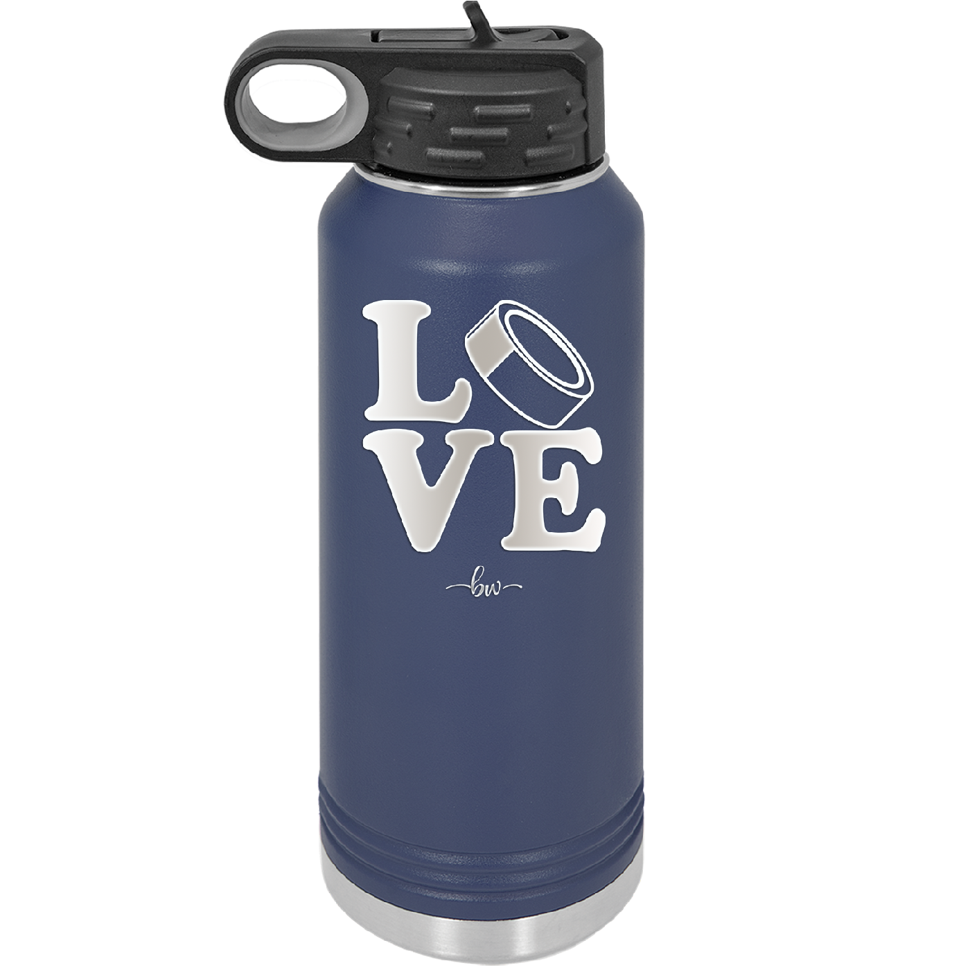 LOVE with Hockey Puck - Laser Engraved Stainless Steel Drinkware - 1895 -