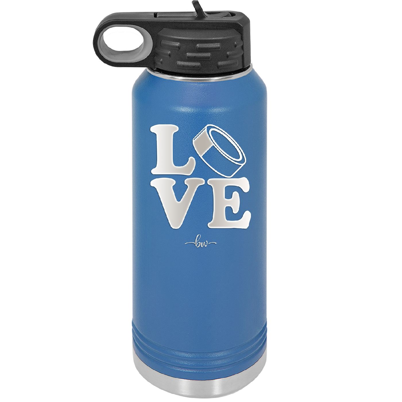 LOVE with Hockey Puck - Laser Engraved Stainless Steel Drinkware - 1895 -