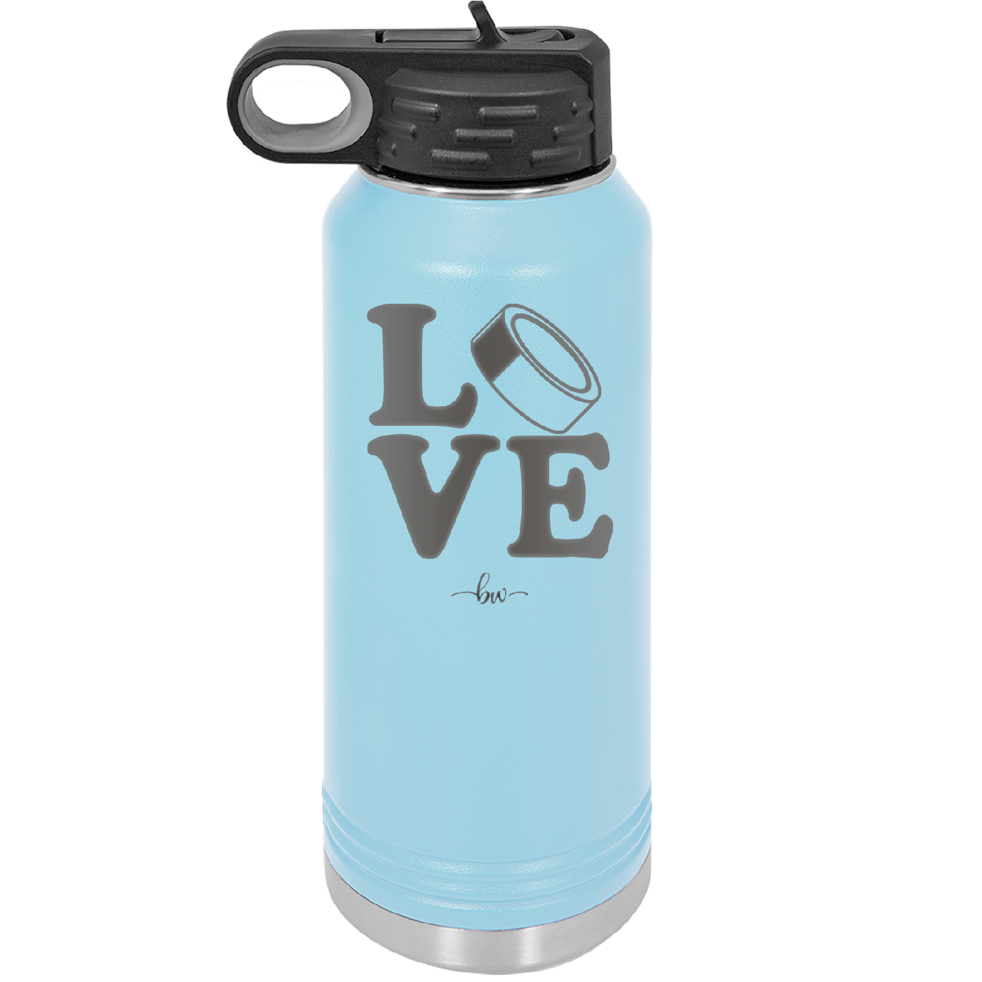 LOVE with Hockey Puck - Laser Engraved Stainless Steel Drinkware - 1895 -