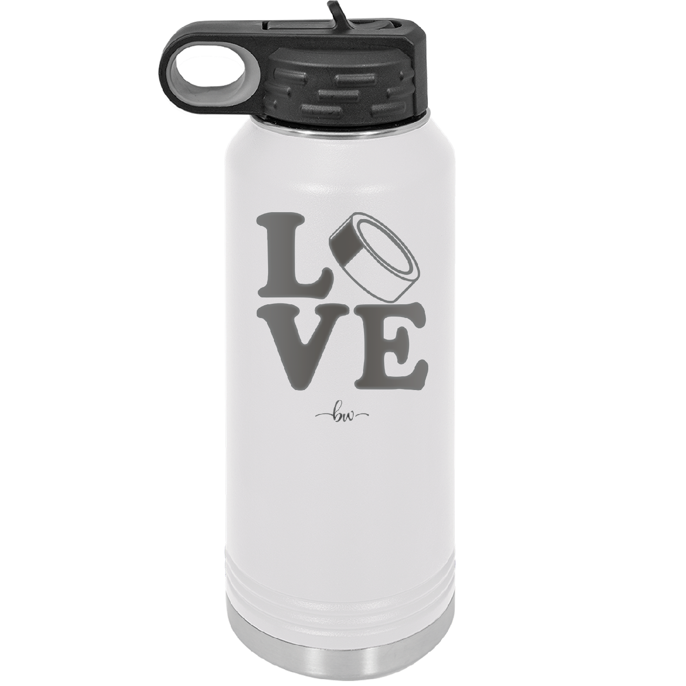 LOVE with Hockey Puck - Laser Engraved Stainless Steel Drinkware - 1895 -