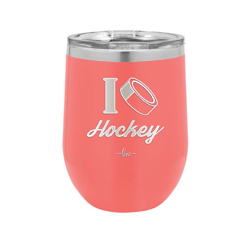 I Heart Hockey - Laser Engraved Stainless Steel Drinkware - 1896 -