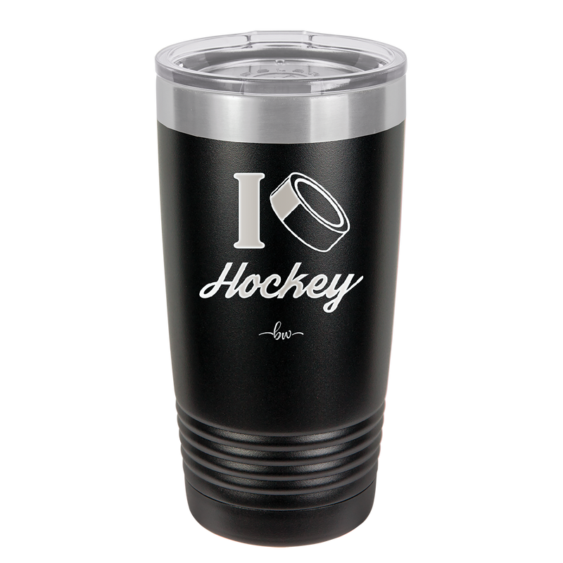 I Heart Hockey - Laser Engraved Stainless Steel Drinkware - 1896 -