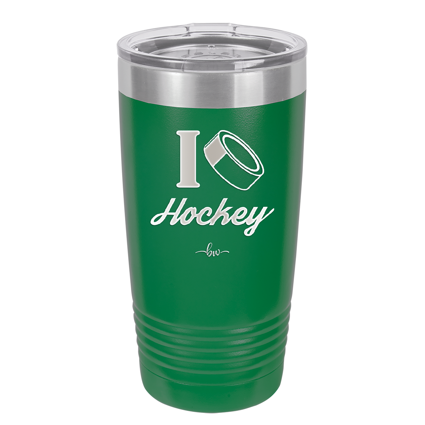 I Heart Hockey - Laser Engraved Stainless Steel Drinkware - 1896 -