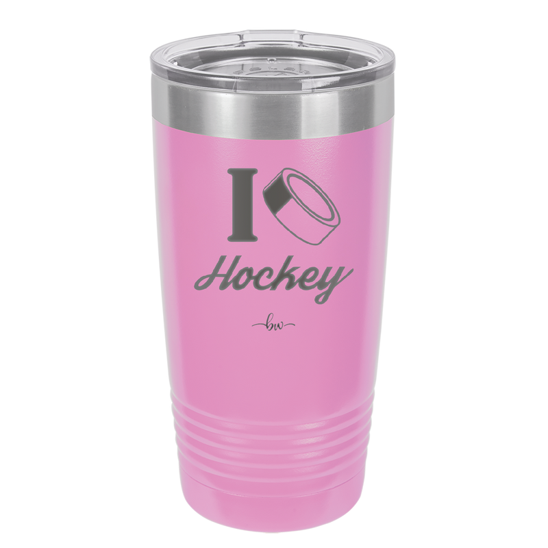 I Heart Hockey - Laser Engraved Stainless Steel Drinkware - 1896 -