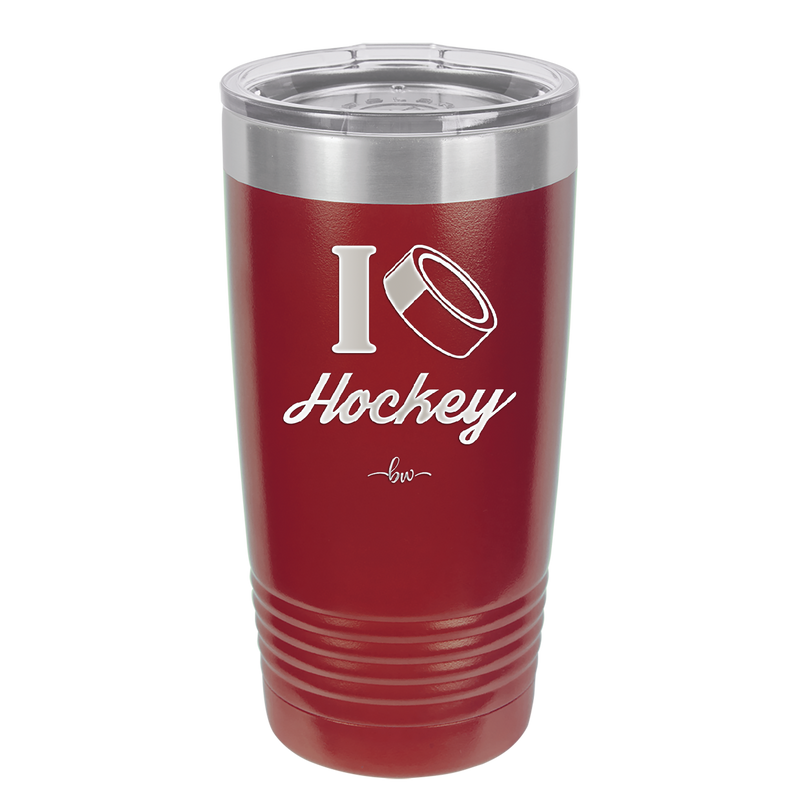 I Heart Hockey - Laser Engraved Stainless Steel Drinkware - 1896 -