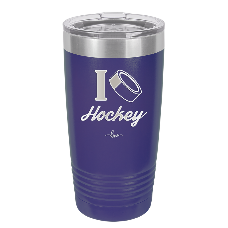 I Heart Hockey - Laser Engraved Stainless Steel Drinkware - 1896 -