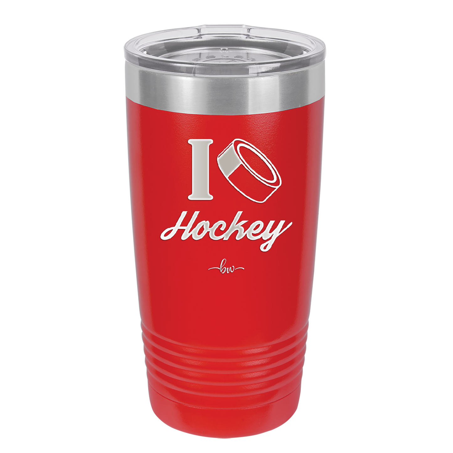 I Heart Hockey - Laser Engraved Stainless Steel Drinkware - 1896 -