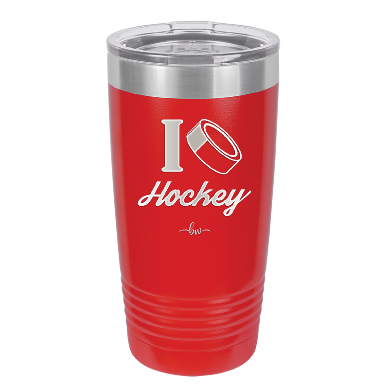 I Heart Hockey - Laser Engraved Stainless Steel Drinkware - 1896 -
