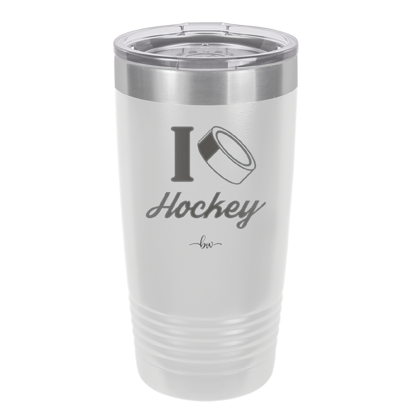 I Heart Hockey - Laser Engraved Stainless Steel Drinkware - 1896 -