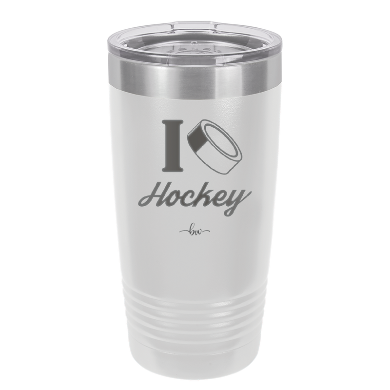 I Heart Hockey - Laser Engraved Stainless Steel Drinkware - 1896 -