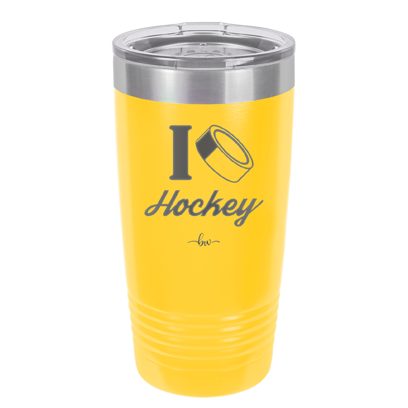 I Heart Hockey - Laser Engraved Stainless Steel Drinkware - 1896 -