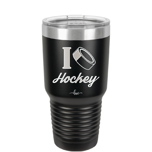 I Heart Hockey - Laser Engraved Stainless Steel Drinkware - 1896 -