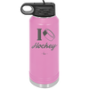 I Heart Hockey - Laser Engraved Stainless Steel Drinkware - 1896 -